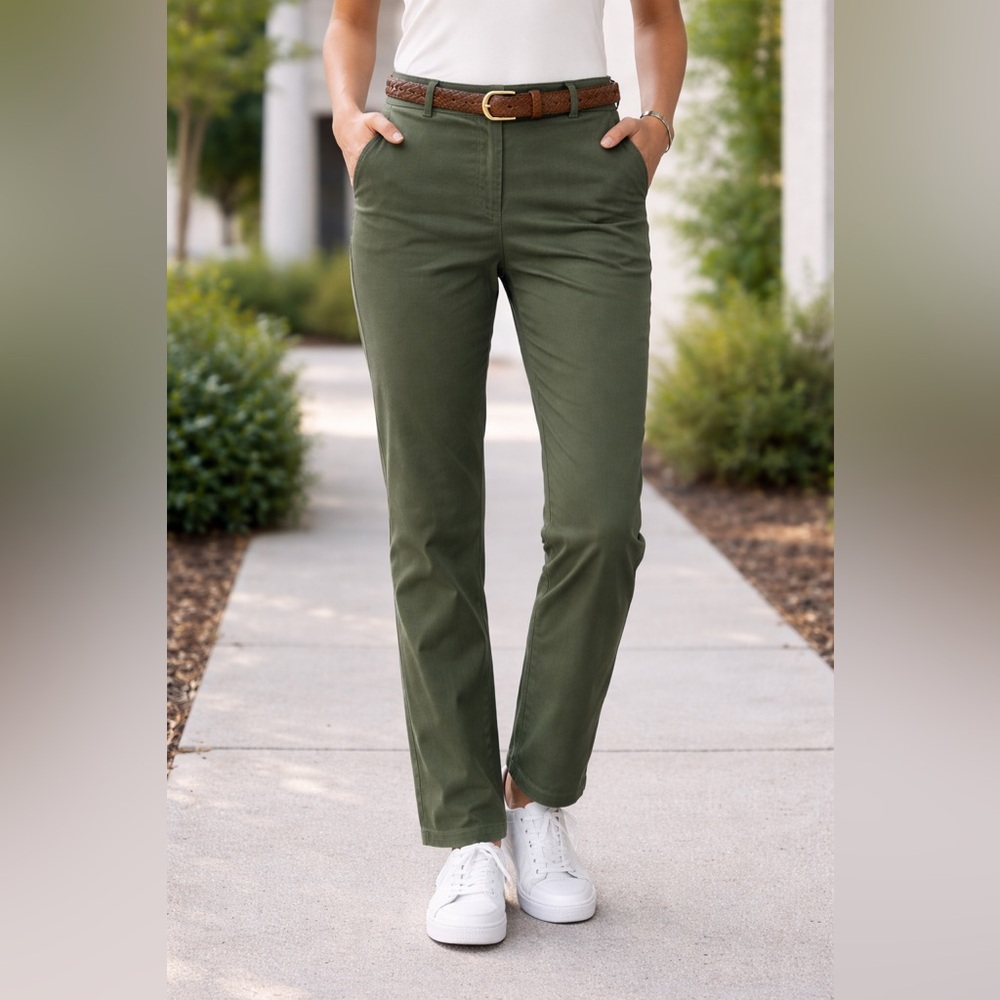 Talbots Olive Green Ankle Cropped Chinos Size 4